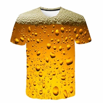Battnot Herren T Shirt, 3D Bier Gedruckt Basic Gelb Große Größen Mens Kurze Ärmel Kurzarm Rundhalsausschnitt Pullover Tops Männer Beer Print Modern Oversize Slim Fit Sport Bluse m 3XL