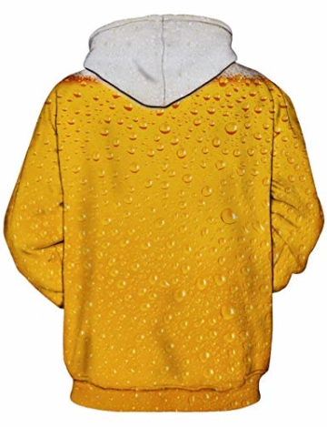 Loveternal Unisex Kapuzenpullover Herren 3D Print Bier Hoodie Pullover Langarmshirts Leichte Sweatshirts mit Taschen L/XL