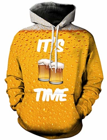 Loveternal Unisex Kapuzenpullover Herren 3D Print Bier Hoodie Pullover Langarmshirts Leichte Sweatshirts mit Taschen L/XL - 1